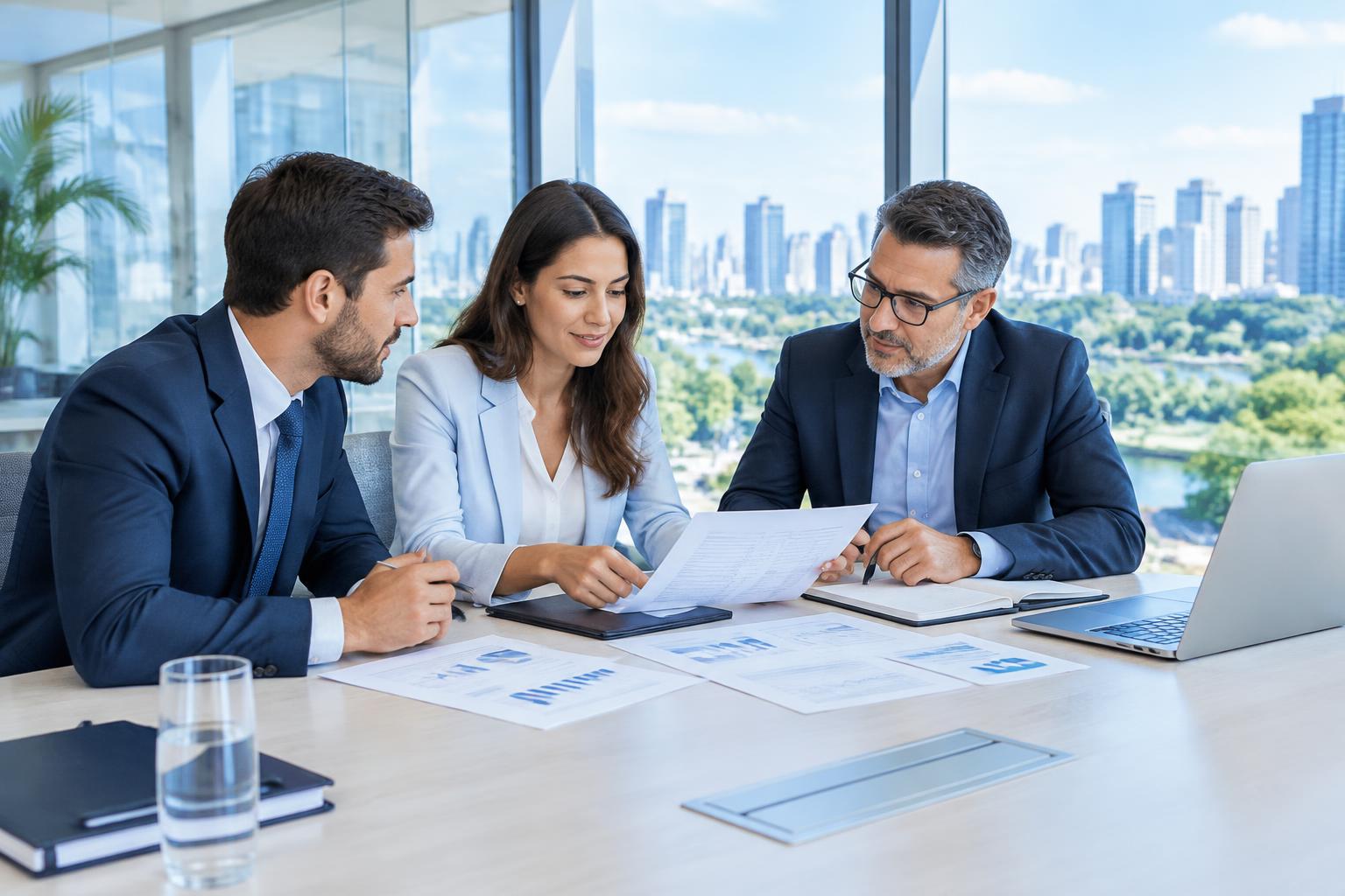 Especialistas analisando contratos bancários